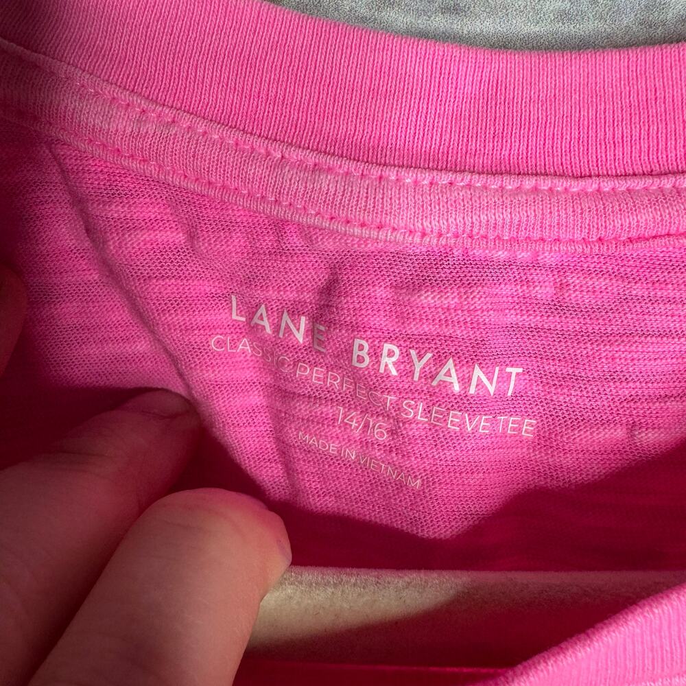 Lane Bryant Pink Perfect Sleeve Tee 14/16 Cotton Plus Size - Picture 2 of 6